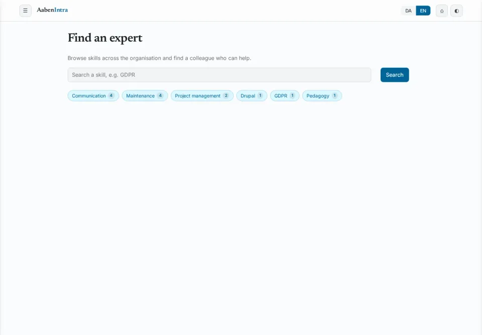 Expert finder where colleagues are located by skill tag.